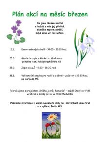 Plán akcí na měsíc březen 2026