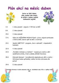 Plán akcí na měsíc duben 2026